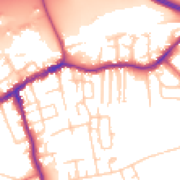 Daytime road noise heatmap for SK8 1EF