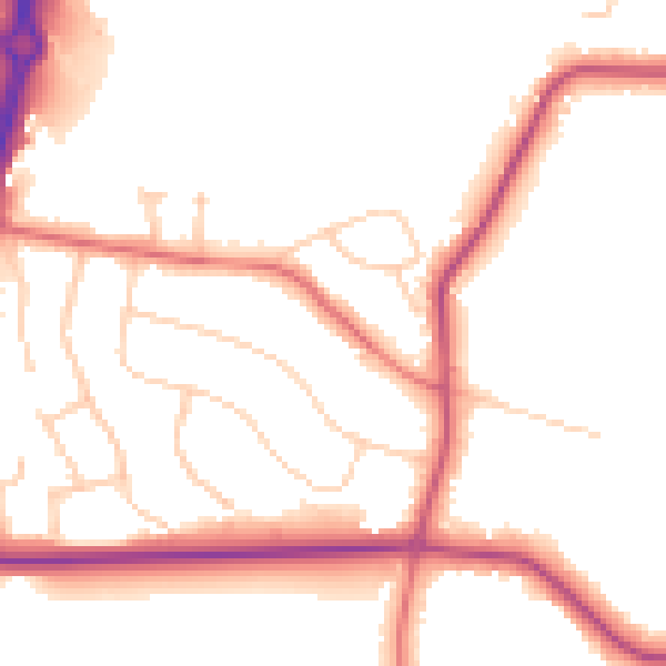 Daytime road noise heatmap for SK9 2AW