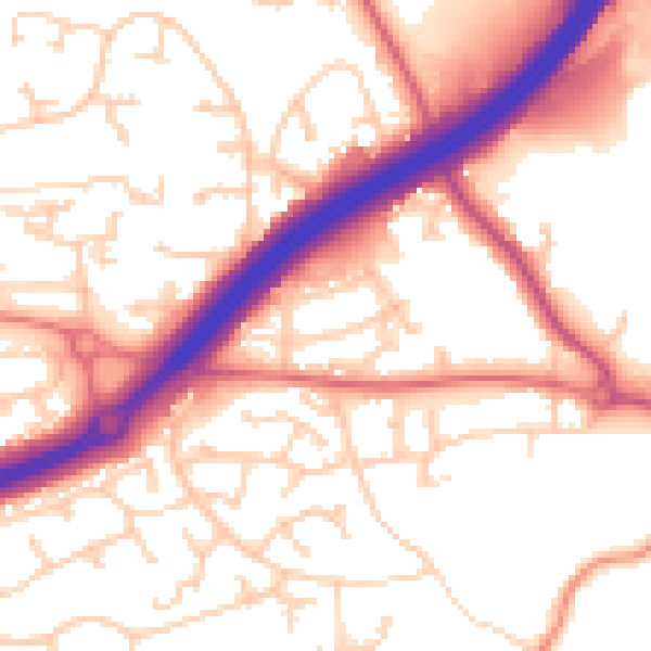 Daytime road noise heatmap for SK9 2HB