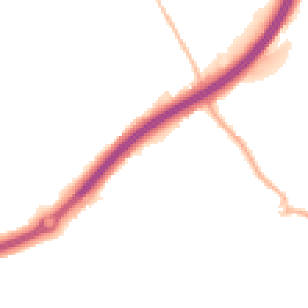 Night-time road noise heatmap for SK9 2HE