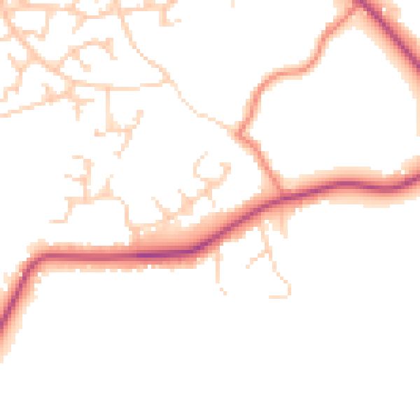 Daytime road noise heatmap for SK9 2SW