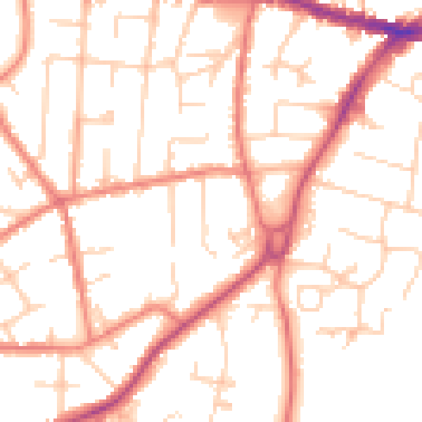 Daytime road noise heatmap for SK9 5JA