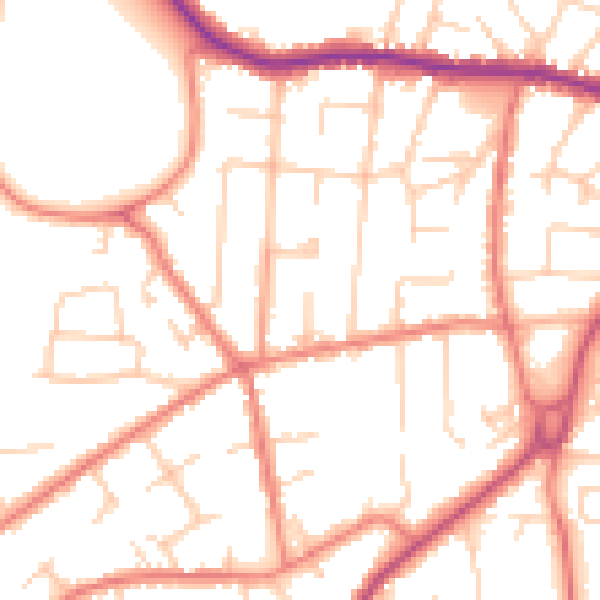 Daytime road noise heatmap for SK9 5JJ