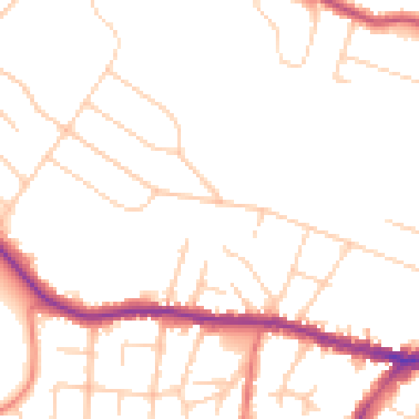 Daytime road noise heatmap for SK9 5PJ