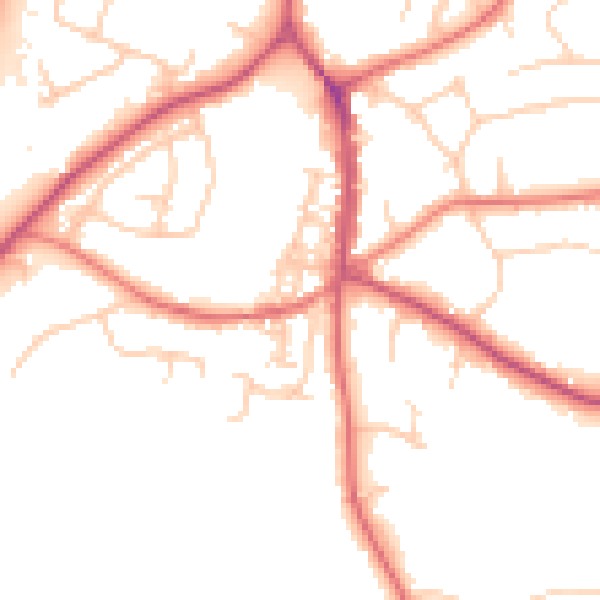 Daytime road noise heatmap for SK9 7EU