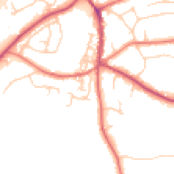 Daytime road noise heatmap for SK9 7HB