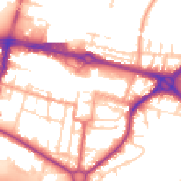 Daytime road noise heatmap for SL1 1BN