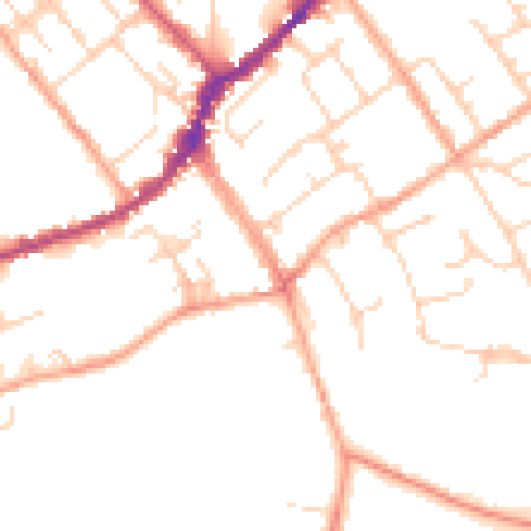 Daytime road noise heatmap for SL7 1AQ