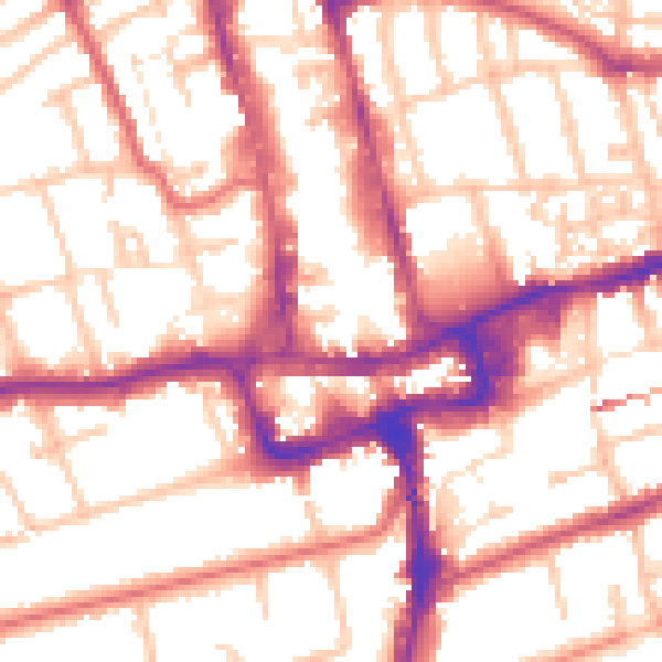 Daytime road noise heatmap for SM1 1DZ