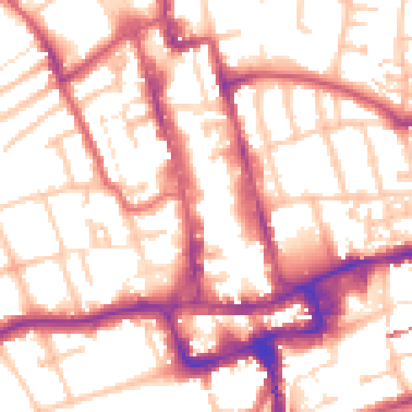 Daytime road noise heatmap for SM1 1JQ