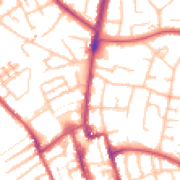 Daytime road noise heatmap for SM1 1PR