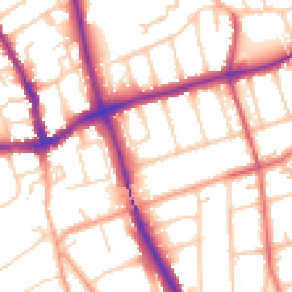 Daytime road noise heatmap for SM1 2BU