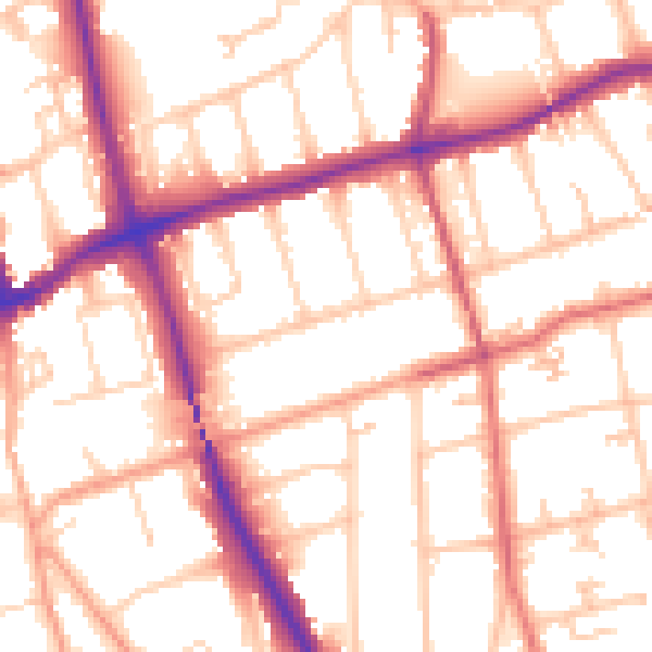 Daytime road noise heatmap for SM1 2DH