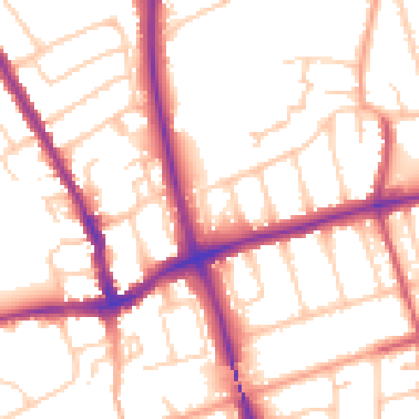 Daytime road noise heatmap for SM1 2DN