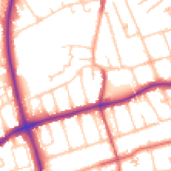Daytime road noise heatmap for SM1 2EF