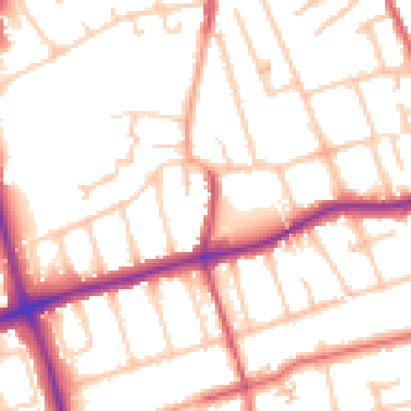 Daytime road noise heatmap for SM1 2EG