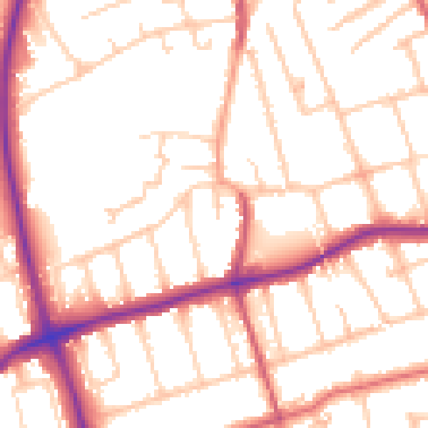 Daytime road noise heatmap for SM1 2EL