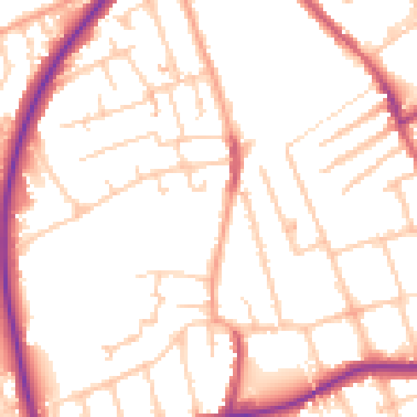 Daytime road noise heatmap for SM1 2ES
