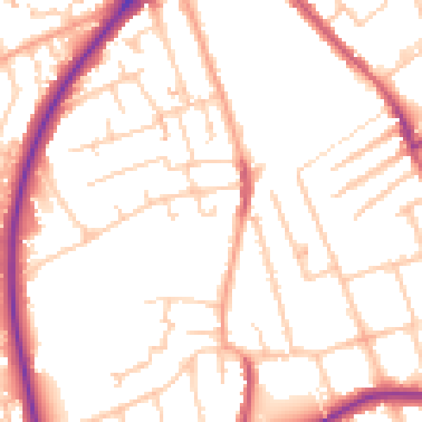 Daytime road noise heatmap for SM1 2HS