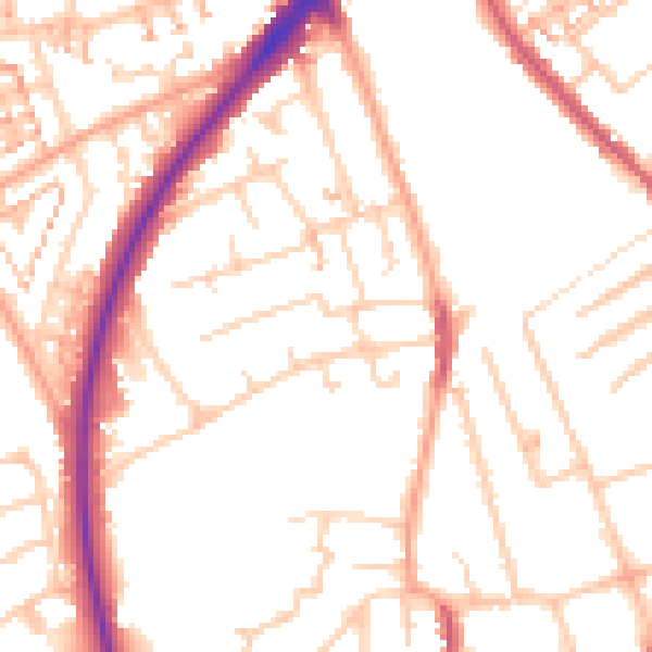 Daytime road noise heatmap for SM1 2JA