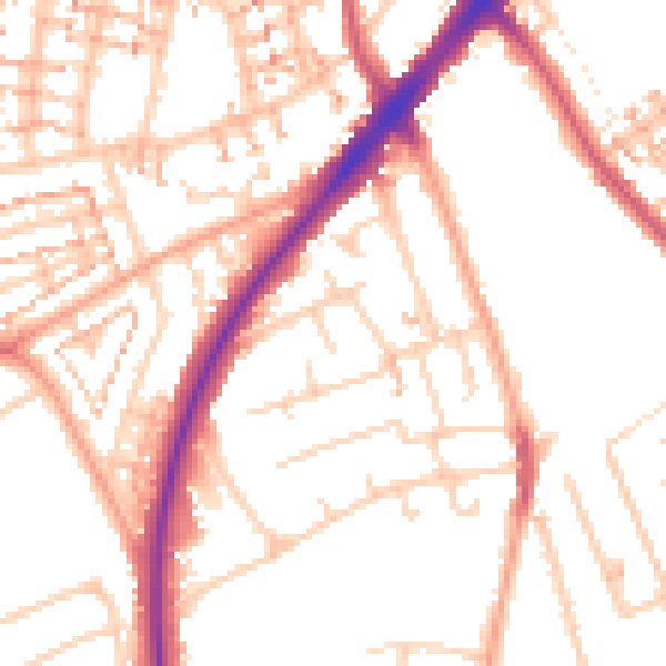 Daytime road noise heatmap for SM1 2LD