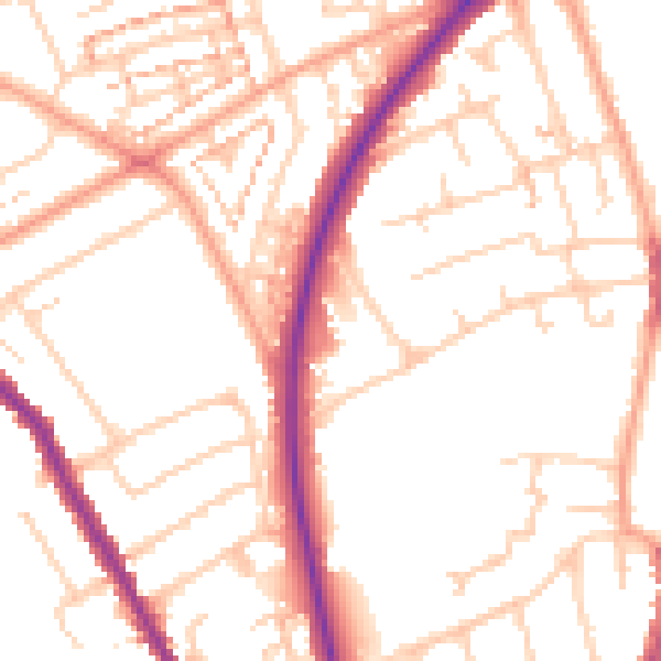 Daytime road noise heatmap for SM1 2LN