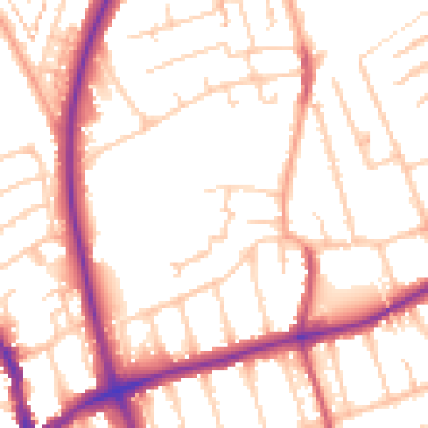 Daytime road noise heatmap for SM1 2NF