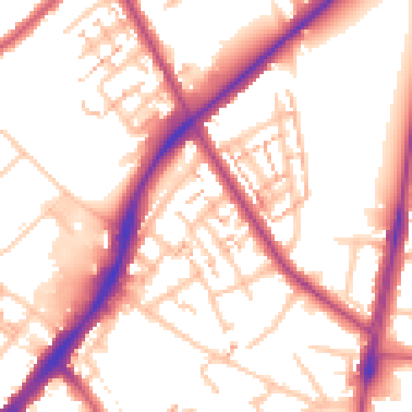 Daytime road noise heatmap for SM1 2PL