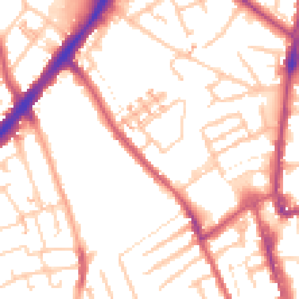 Daytime road noise heatmap for SM1 2QP