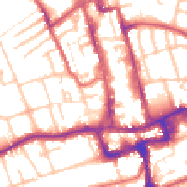 Daytime road noise heatmap for SM1 2RQ