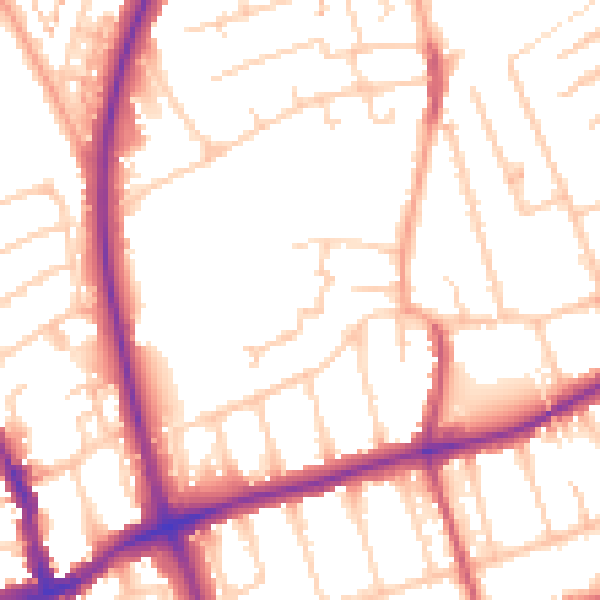 Daytime road noise heatmap for SM1 2XD