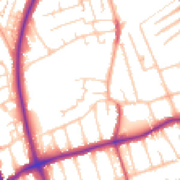 Daytime road noise heatmap for SM1 2XS