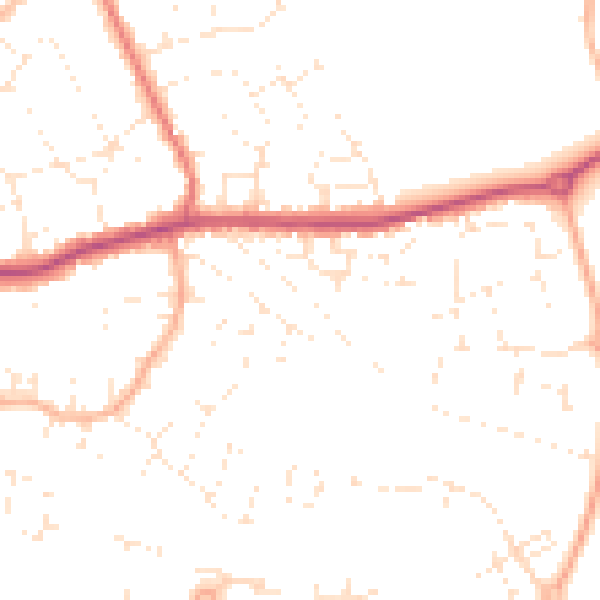 Daytime road noise heatmap for SN12 7QW