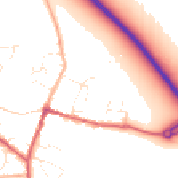 Daytime road noise heatmap for SN6 6BZ