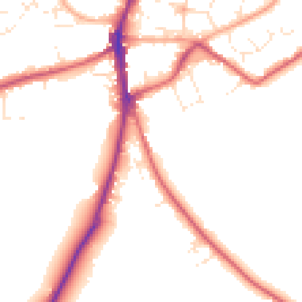 Daytime road noise heatmap for SN6 7BZ