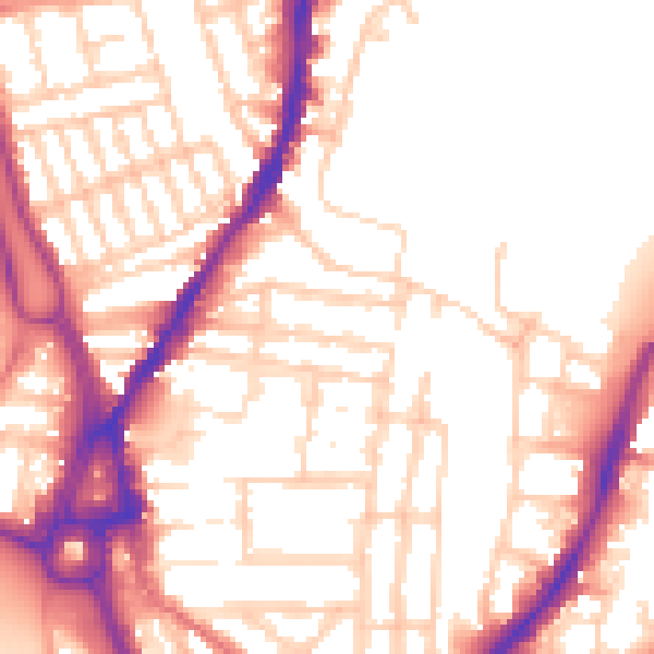 Daytime road noise heatmap for SO14 0LT