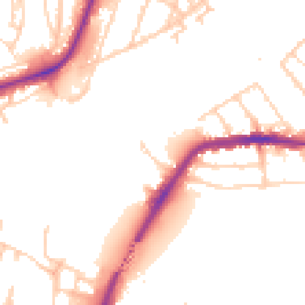 Daytime road noise heatmap for SO18 1AB