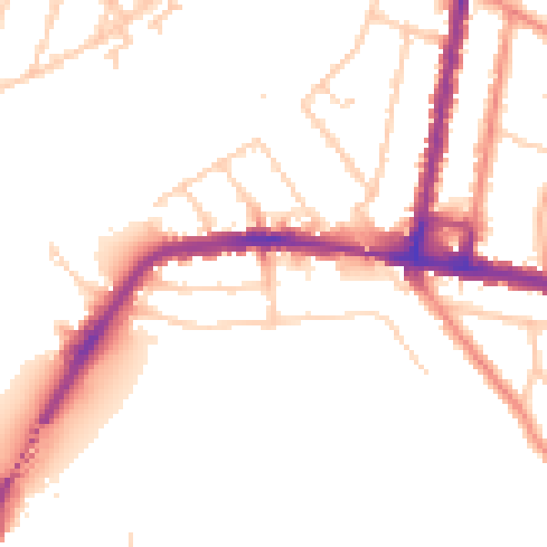 Daytime road noise heatmap for SO18 1AG