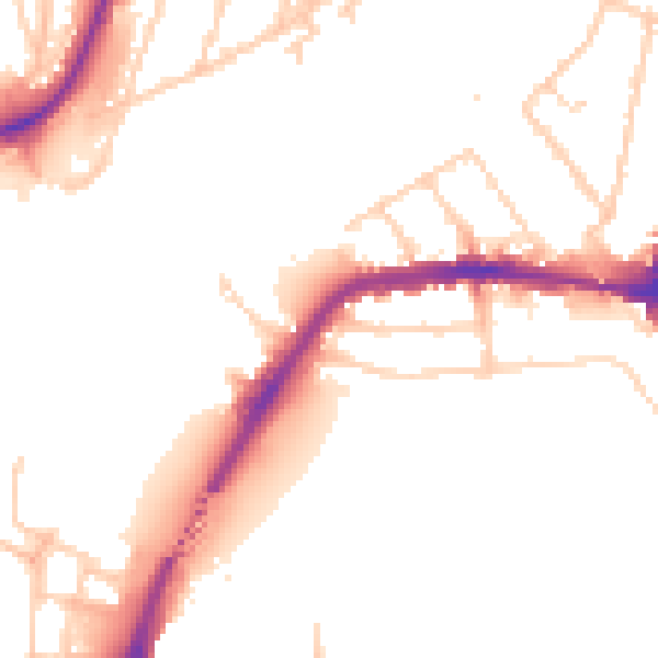 Daytime road noise heatmap for SO18 1AL