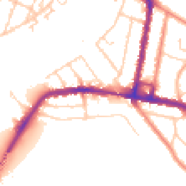 Daytime road noise heatmap for SO18 1AQ