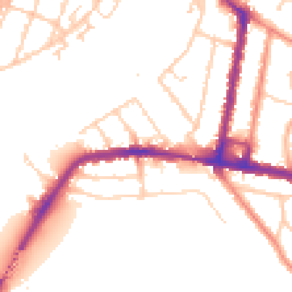 Daytime road noise heatmap for SO18 1AR