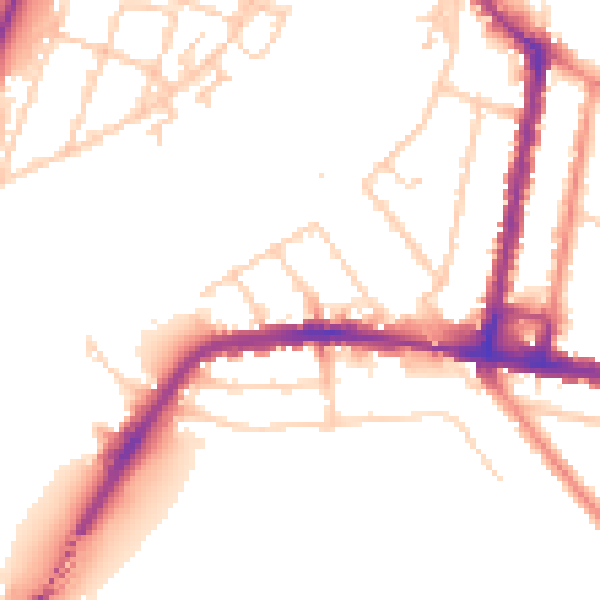 Daytime road noise heatmap for SO18 1AT