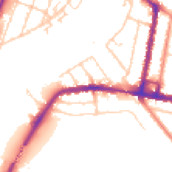 Daytime road noise heatmap for SO18 1AU