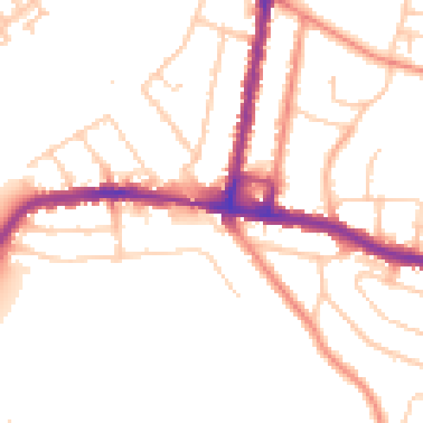 Daytime road noise heatmap for SO18 1BG