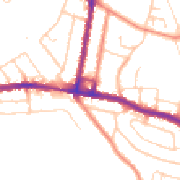 Daytime road noise heatmap for SO18 1BH