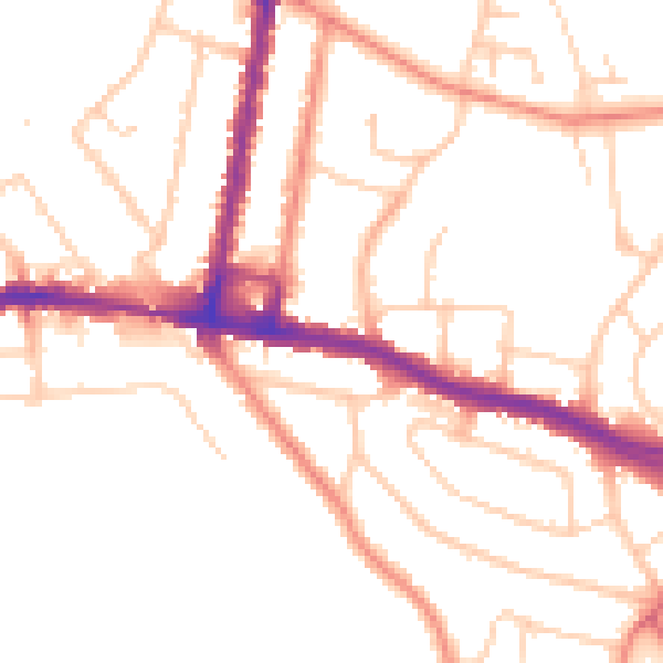 Daytime road noise heatmap for SO18 1BJ