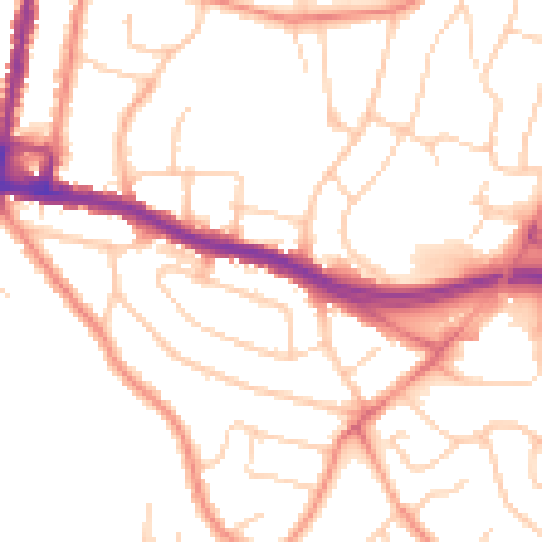Daytime road noise heatmap for SO18 1BQ