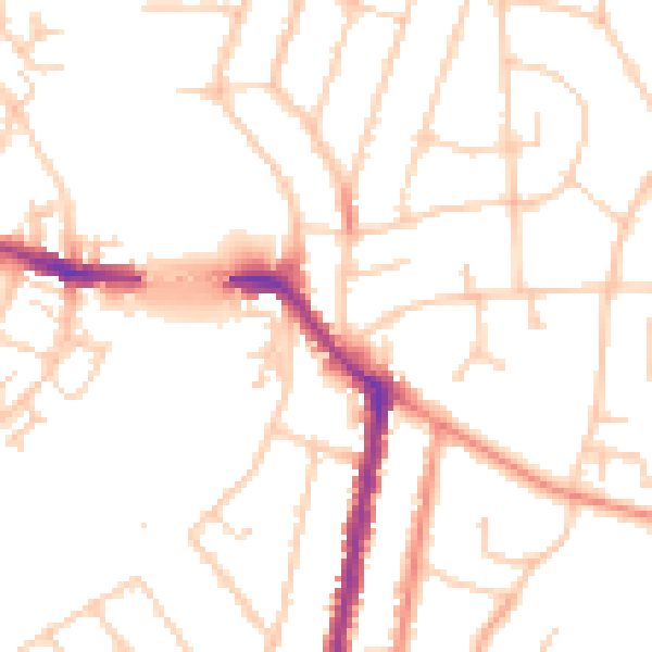 Daytime road noise heatmap for SO18 1DL