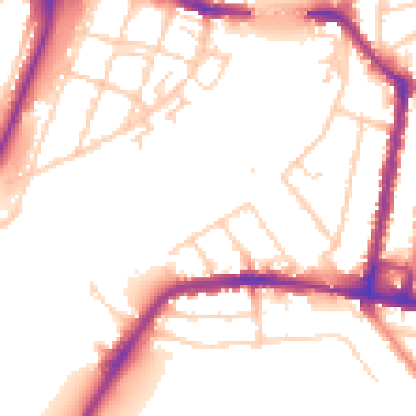 Daytime road noise heatmap for SO18 1DU