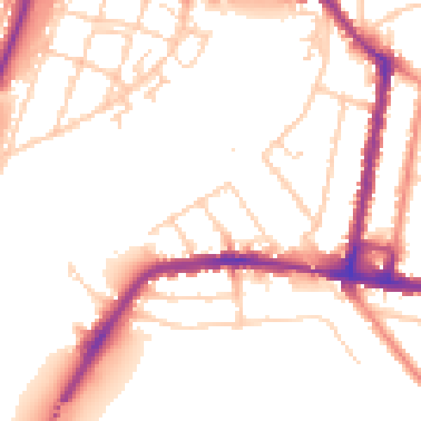Daytime road noise heatmap for SO18 1DX